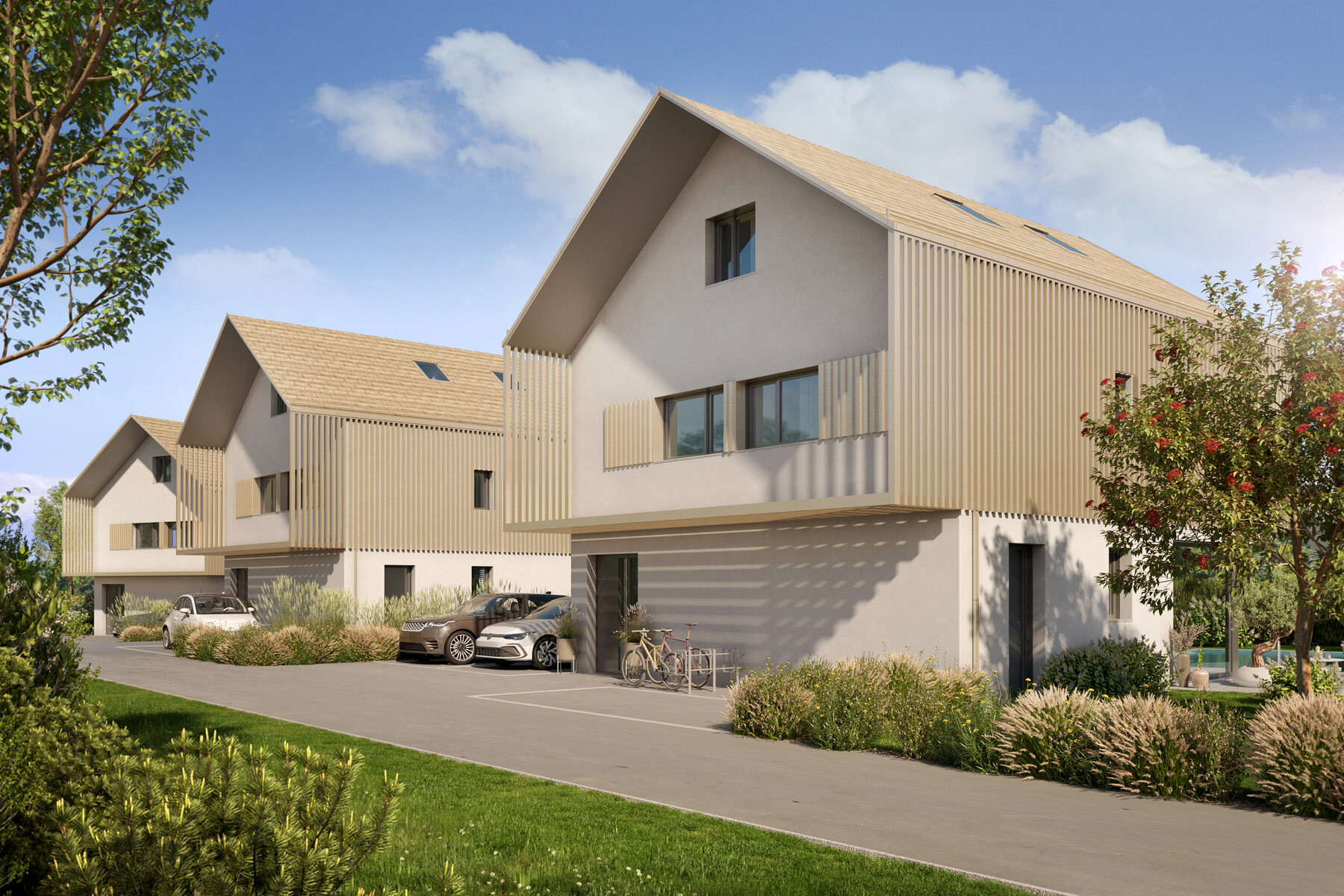Les villas vues depuis le jardin