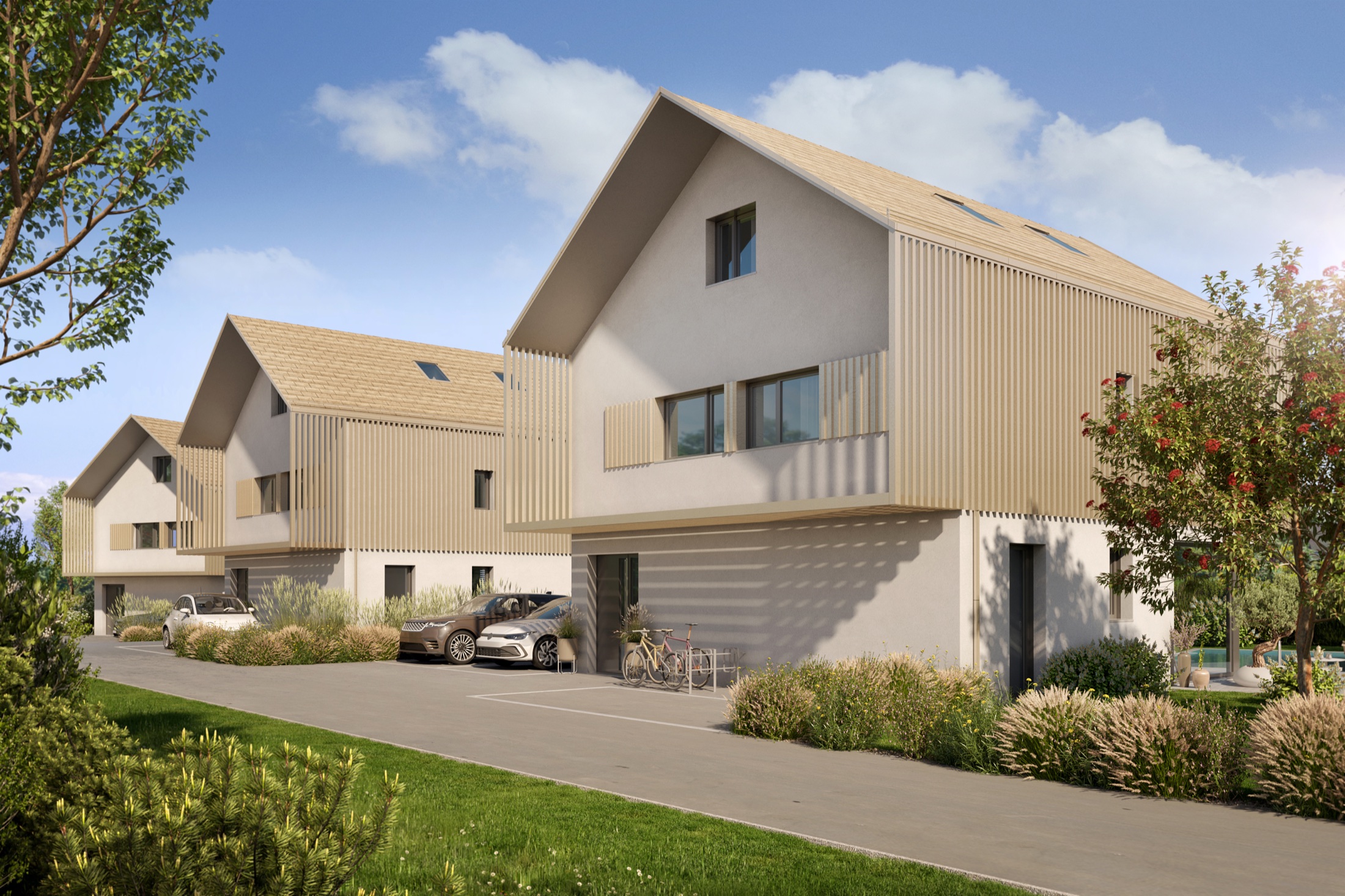 Ensemble des trois villas et allée d'accès
